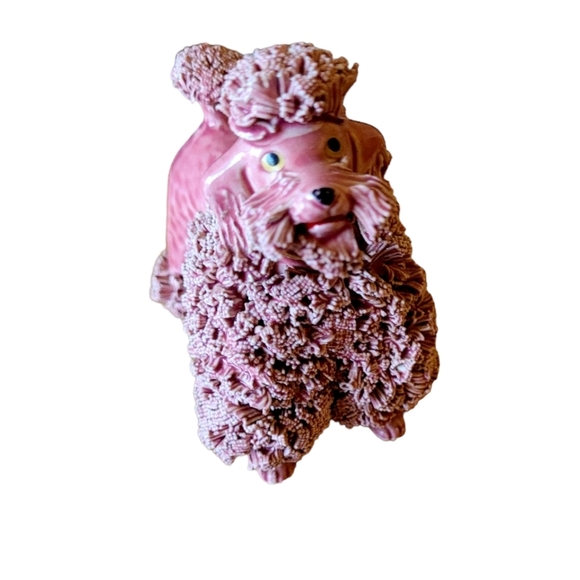 Vintage 1950's Pink Spaghetti French Poodle Miniature Dog Figurine Ceramic - Picture 5 of 6